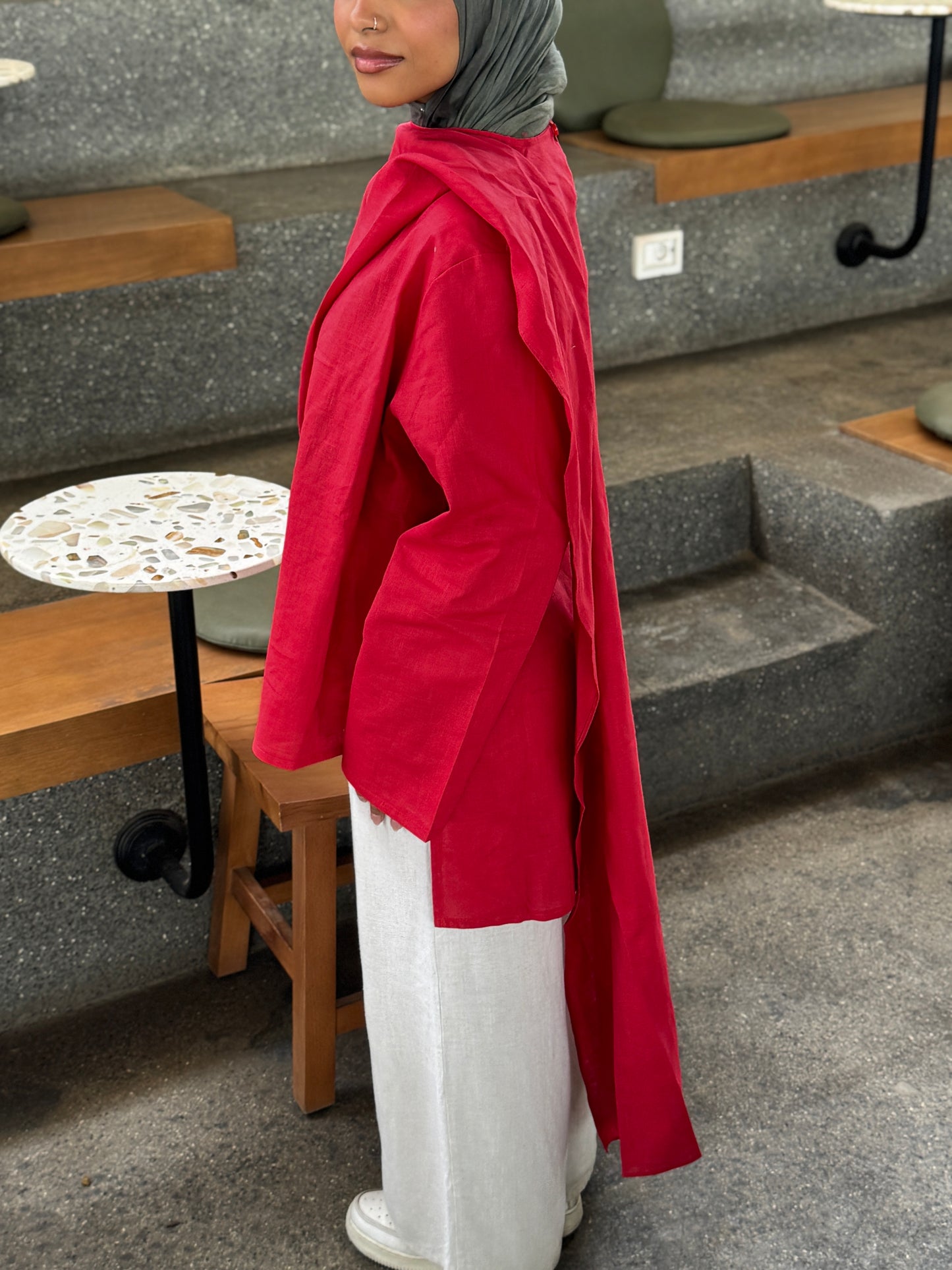 Shawl linen blouse