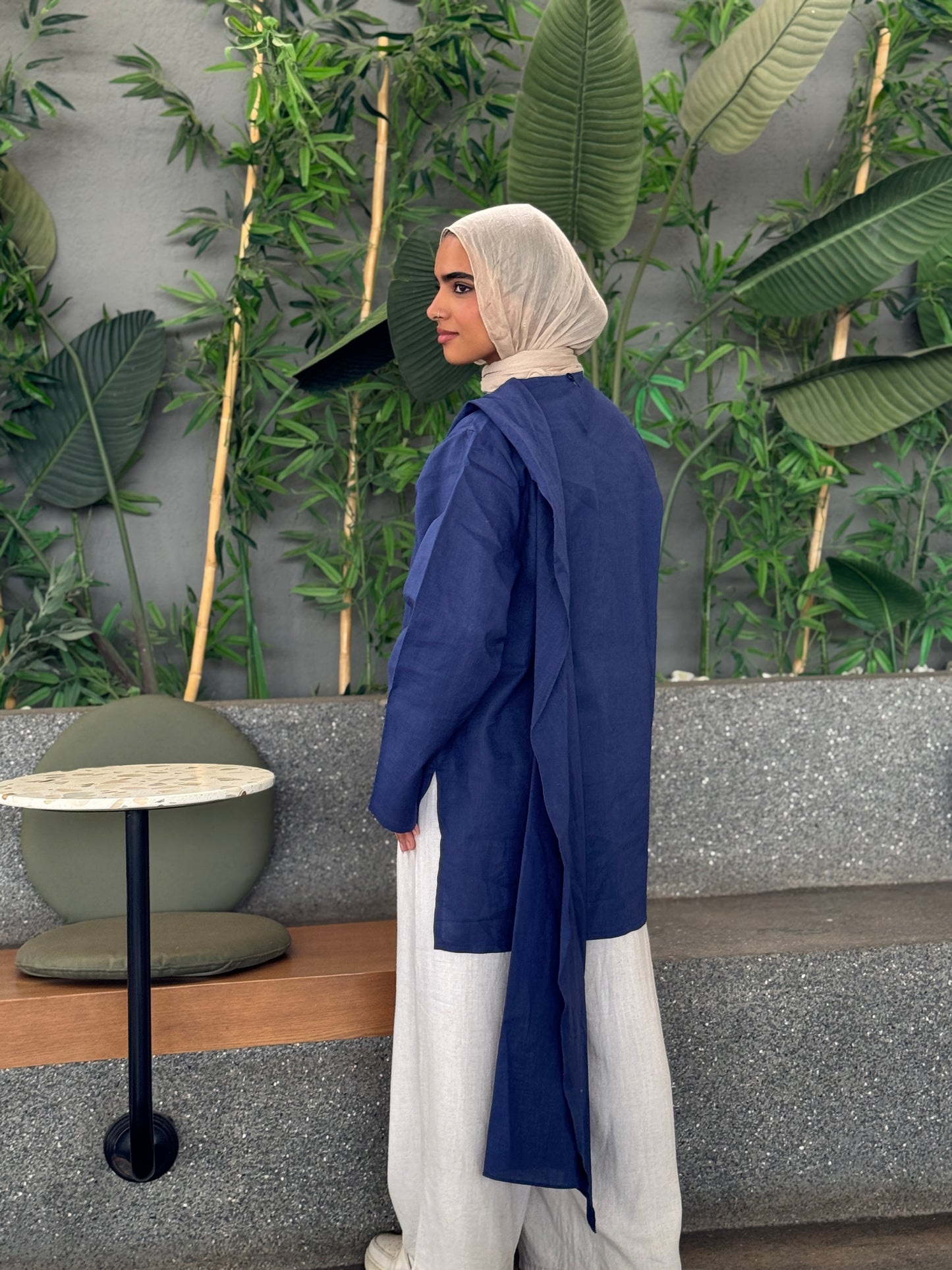 Shawl linen blouse