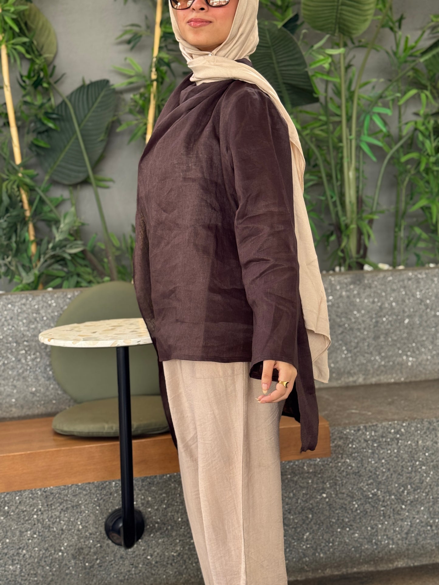 Shawl linen blouse