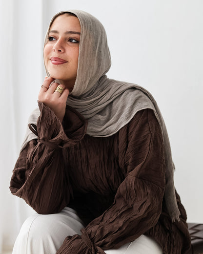 Crushed Elastic Blouse In Brown