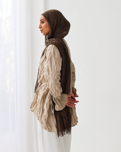 Crushed Elastic Blouse In Beige