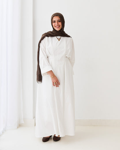 Flowy waist Dress In White