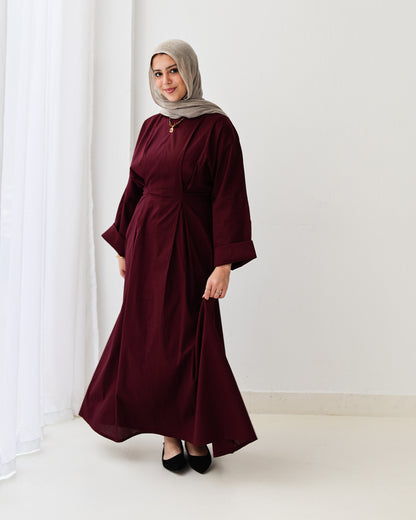 Flowy waist Dress In Burgundy