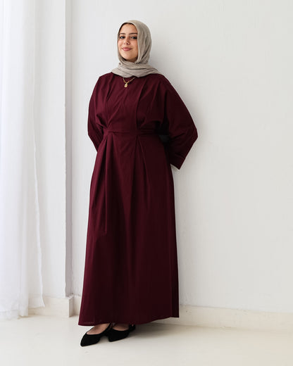 Flowy waist Dress In Burgundy
