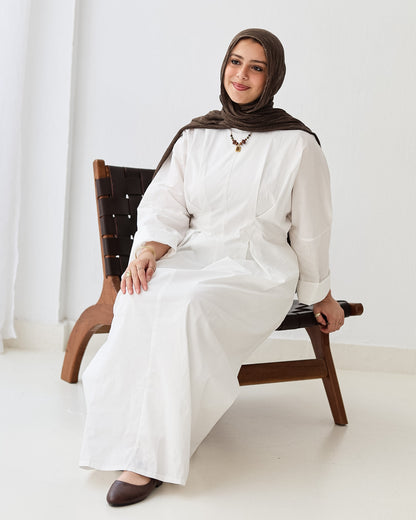Flowy waist Dress In White