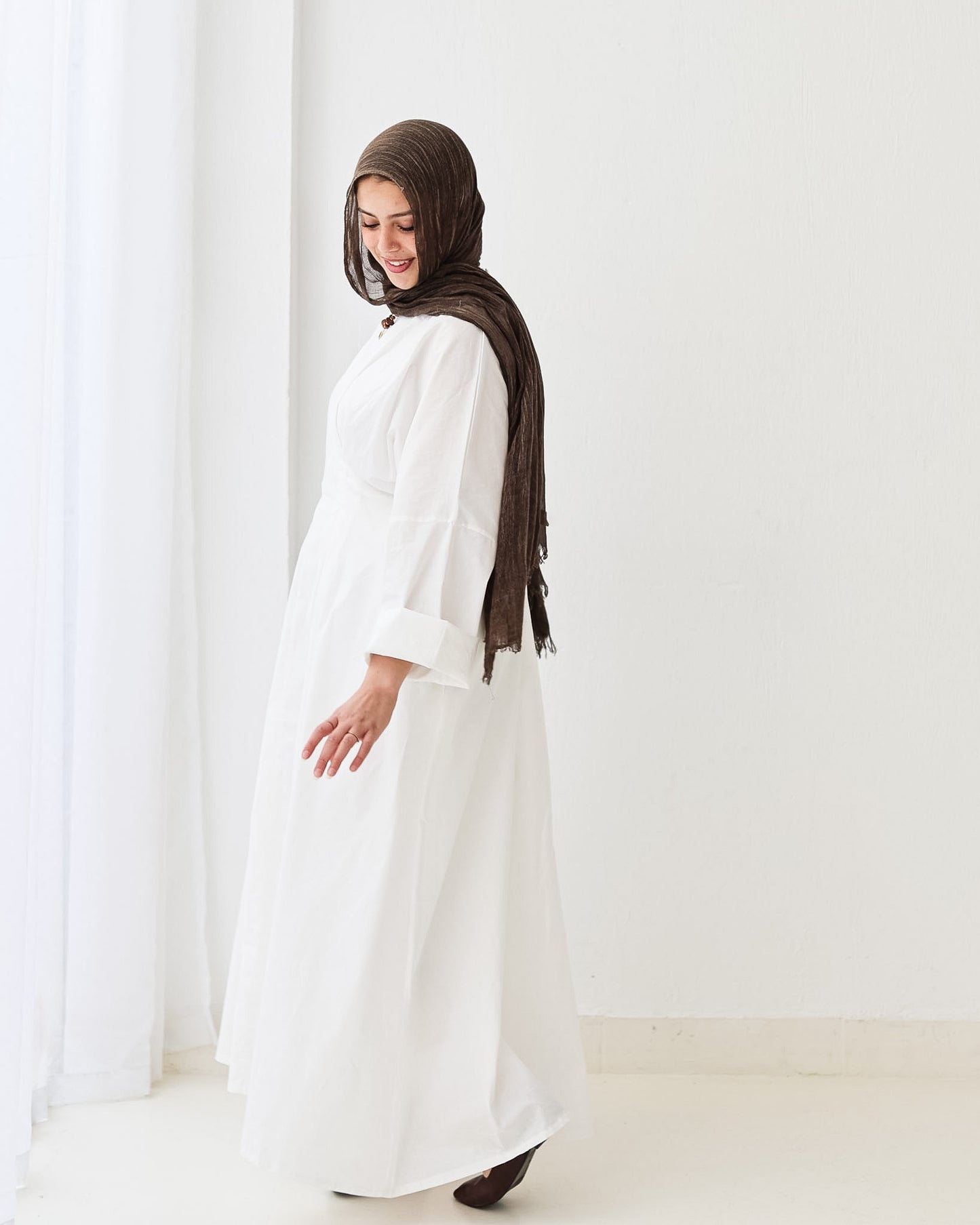 Flowy waist Dress In White