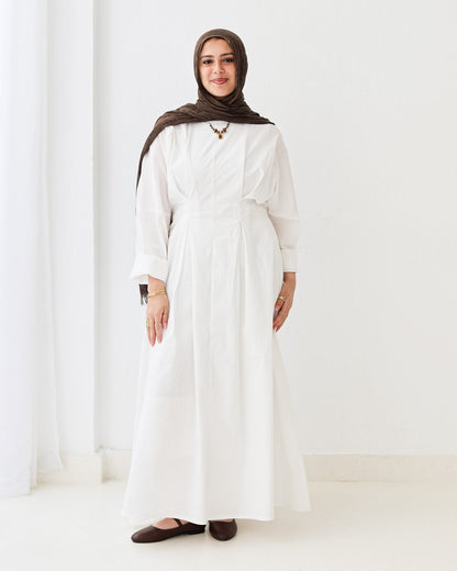 Flowy waist Dress In White