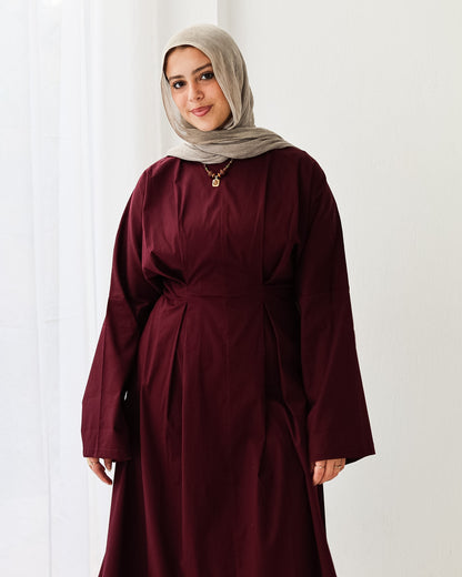Flowy waist Dress In Burgundy