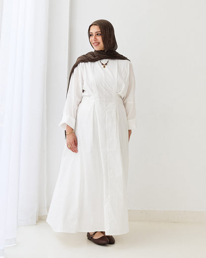 Flowy waist Dress In White