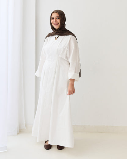 Flowy waist Dress In White