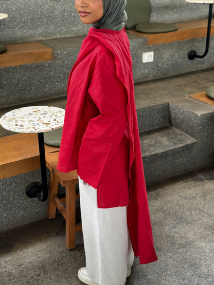 Shawl linen blouse