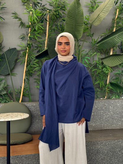 Shawl linen blouse