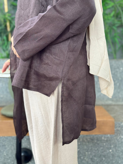 Shawl linen blouse