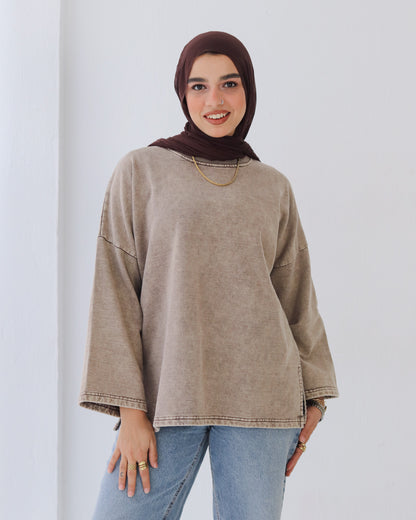 Washed melton top